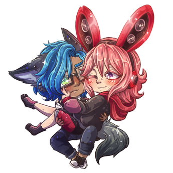 Two Chibis, with pencil brush